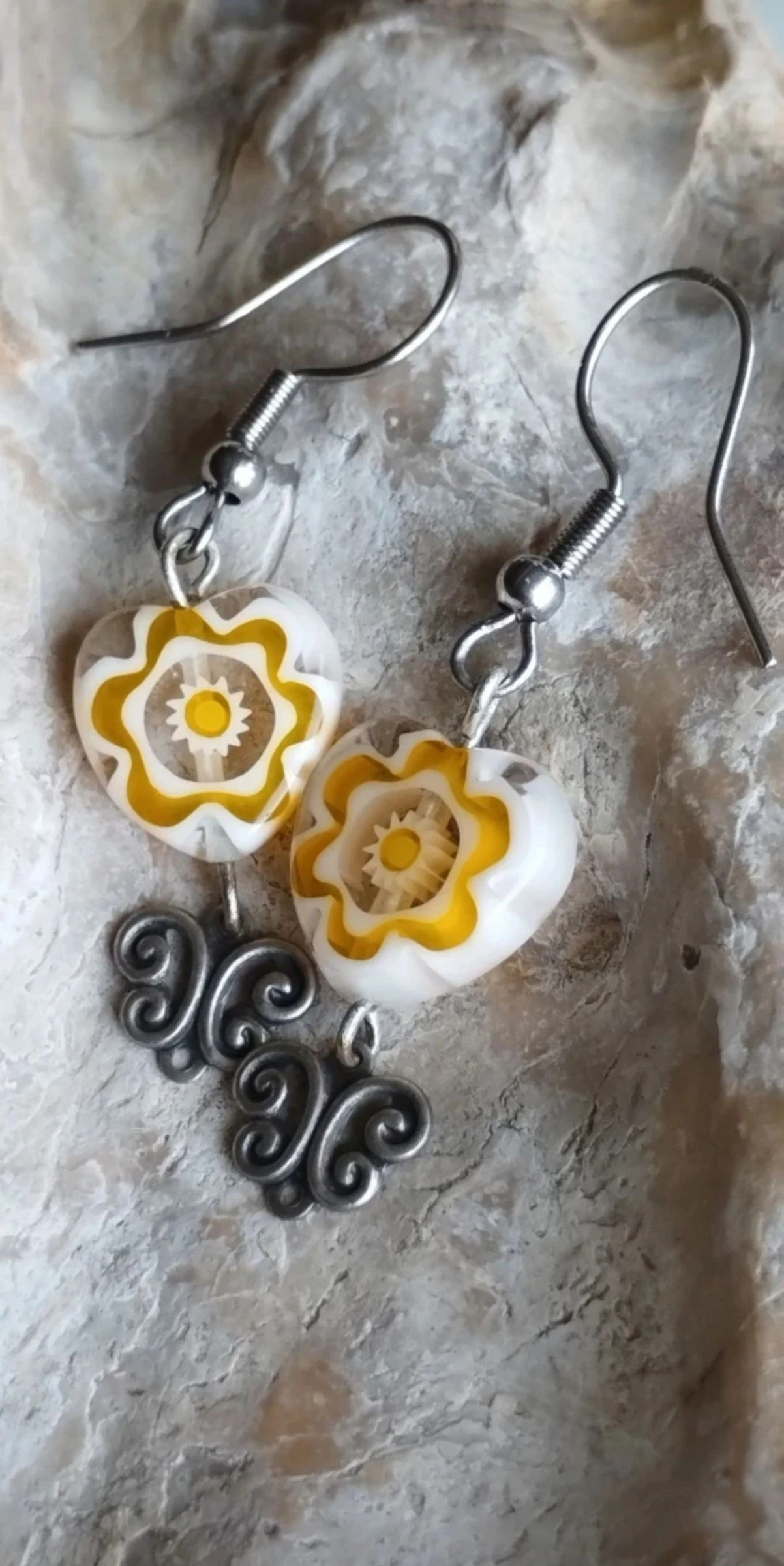 💛🎁🦋Lindos Pendientes de Murano y Acero Inoxidable🦋🎁💛